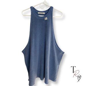 We The Free NWT Free People Blue Terrycloth Oversized Tank Size Large